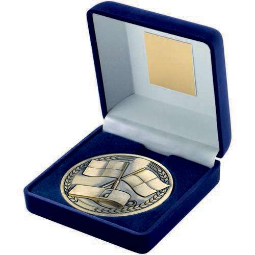 BLUE VELVET BOX AND 70mm MEDALLION REFEREE