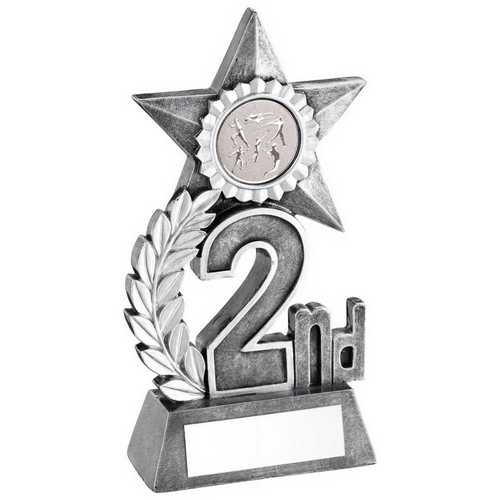 SILVER LEAF AND STAR AWARD WITH ATHLETICS INSERT AND PLATE - 2ND 5.5in