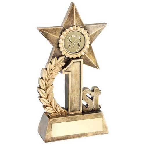 GOLD LEAF AND STAR AWARD WITH ATHLETICS INSERT AND PLATE - 1ST 6.25in