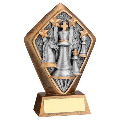 BRZ/GOLD DIAMOND HOLDER WITH CHESS DISC WITH PLATE - 5.25in