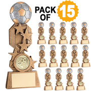 PACK OF 15 BRZ/PEW/GOLD FLATBACK FOOTBALL TROPHY WITH PLATES (1in CEN) - 5in