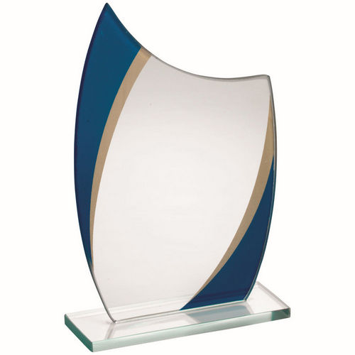Jade Glass Curved Plaque With Blue/Gold Highlights (4mm Thick) - 152mm by Legacy Outfitters