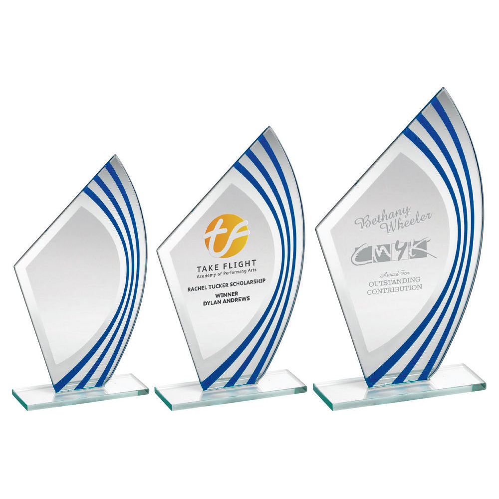Jade Glass Sail Plaque With Blue/Silv Highlights (4mm Thick) by Legacy Outfitters