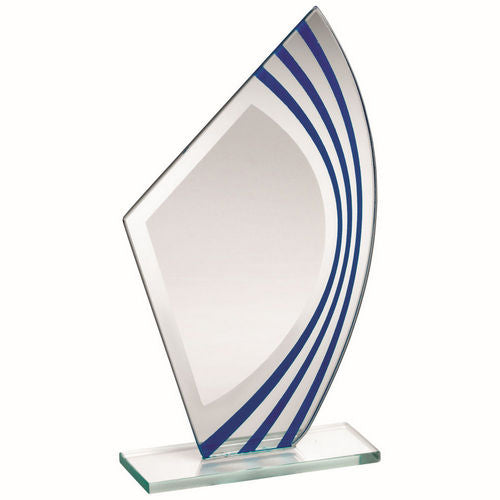 Jade Glass Sail Plaque With Blue/Silv Highlights (4mm Thick) - 203mm by Legacy Outfitters