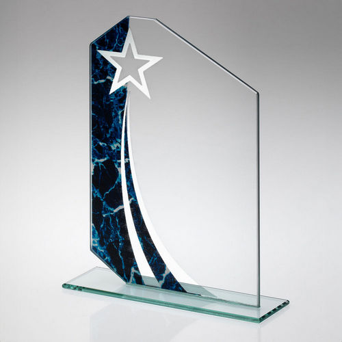 Jade Glass Plaque With Blue/Black Marble Design (4mm Thick) - 165mm by Legacy Outfitters