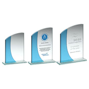 Jade/Blue Glass Rectangle Plaque With Curved Top (4mm Thick) by Legacy Outfitters