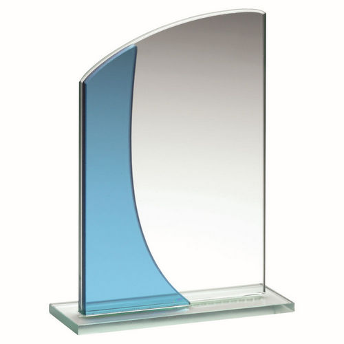 Jade/Blue Glass Rectangle Plaque With Curved Top (4mm Thick) - 133mm by Legacy Outfitters