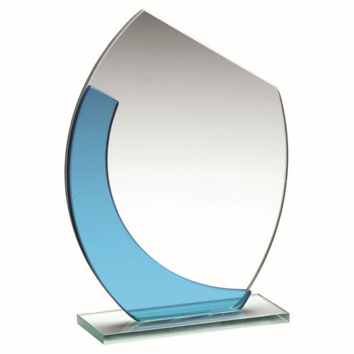 Jade/Blue Glass Oval Plaque With Angled Top - (4mm Thick) - 140mm by Legacy Outfitters
