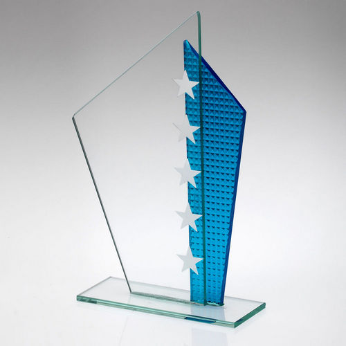 Jade Glass Plaque With Blue Shard & Silver Stars (4mm Thick) - 165mm by Legacy Outfitters