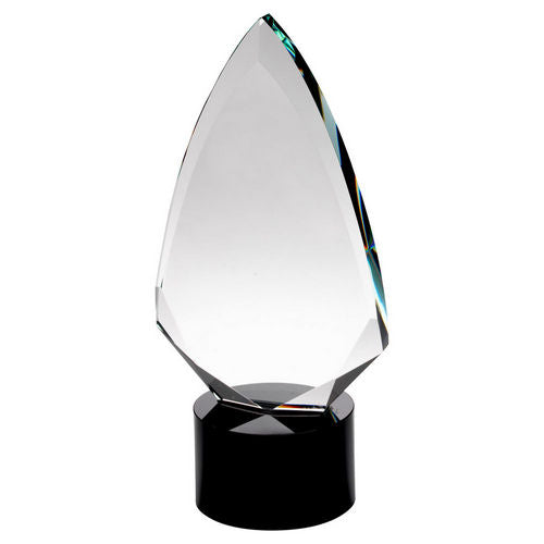 Clear Glass Arrowhead (20mm Thick) On Round Black Base - 229mm by Legacy Outfitters