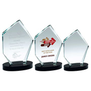 Clear Glass Offset Diamond Plaque On Black Base (15mm Thick) by Legacy Outfitters