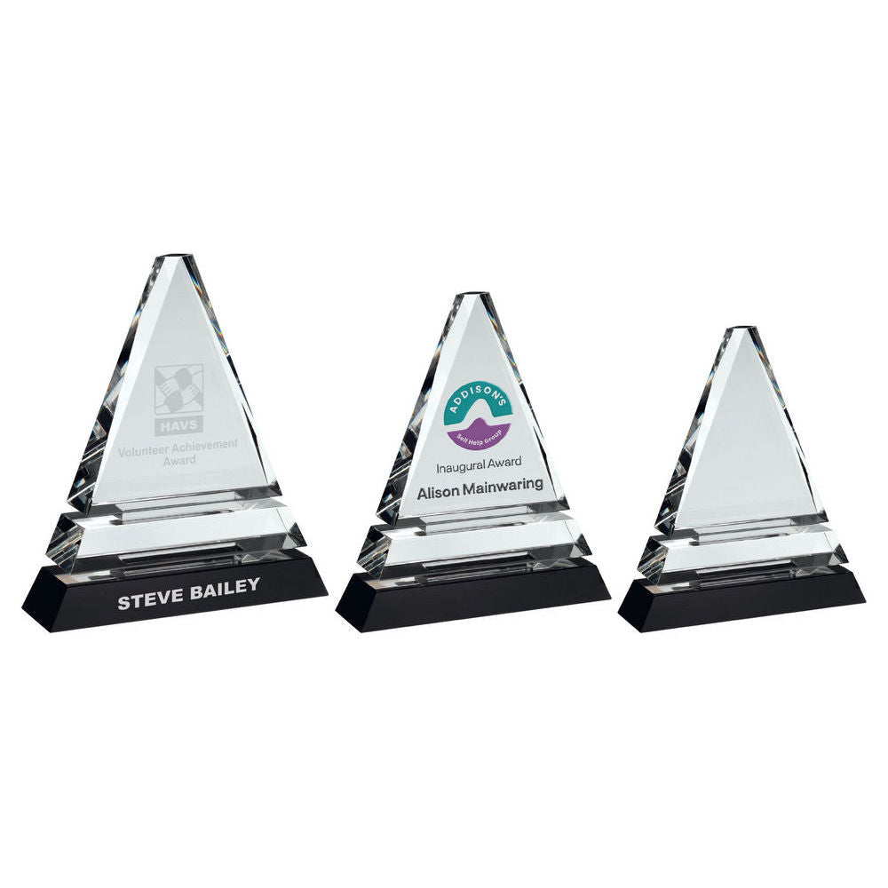 Clear Glass Pyramid On Black Base by Legacy Outfitters