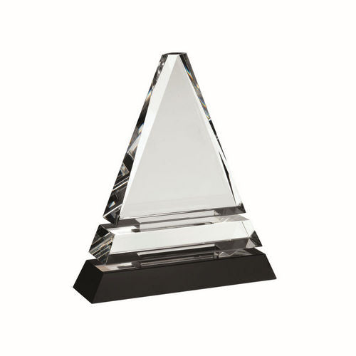 Clear Glass Pyramid On Black Base - 165mm by Legacy Outfitters