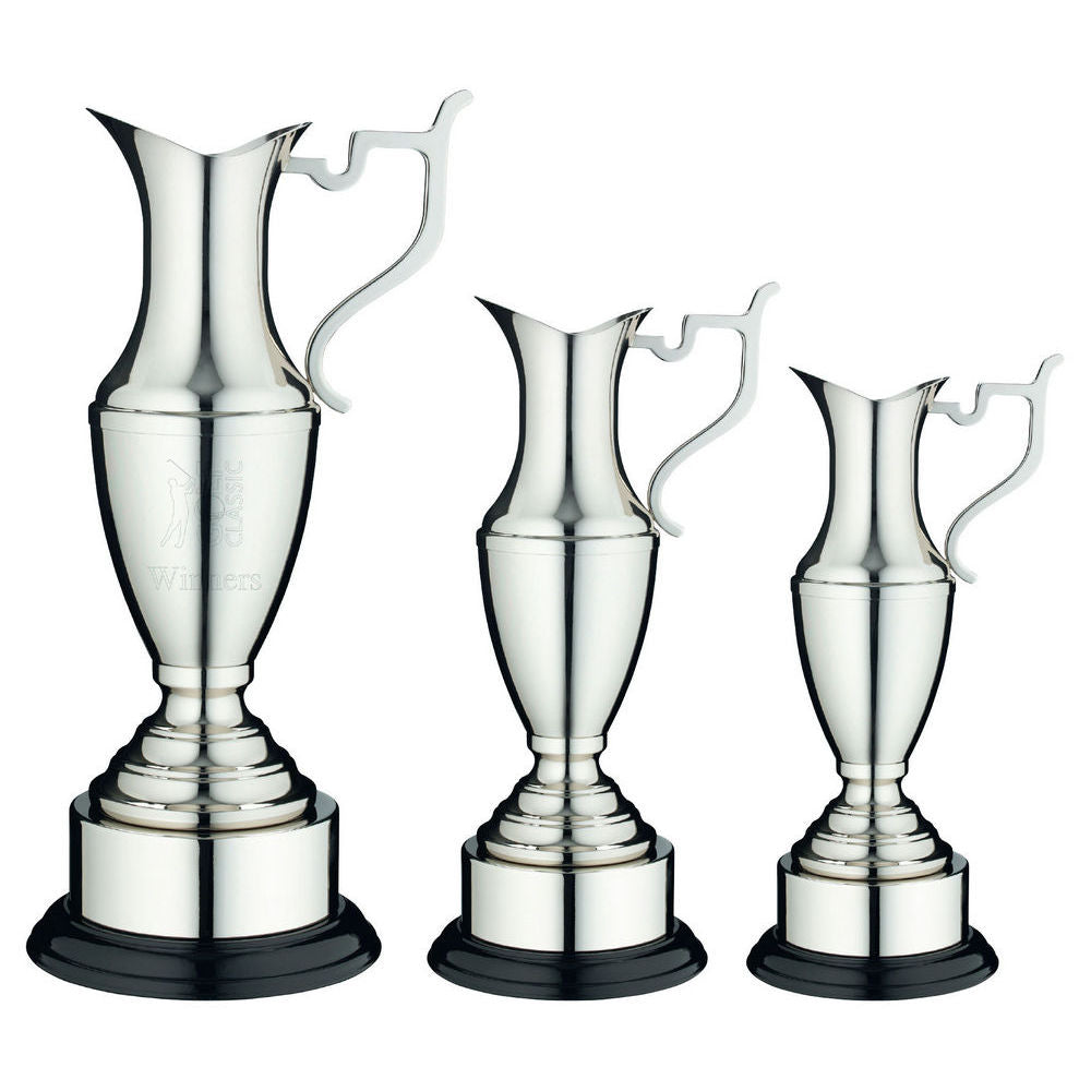 Nickel Plated Claret Jug On Round Base With Plinth by Legacy Outfitters