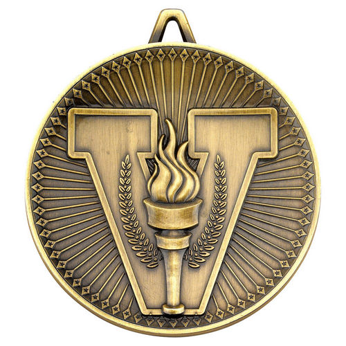 Victory Torch Deluxe Medal - 60mm - Antique Gold by Legacy Outfitters