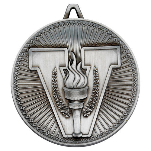 Victory Torch Deluxe Medal - 60mm - Antique Silver by Legacy Outfitters