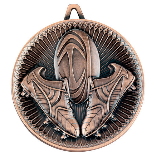 Rugby Deluxe Medal - 60mm - Bronze by Legacy Outfitters
