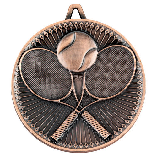 Tennis Deluxe Medal - 60mm - Bronze by Legacy Outfitters