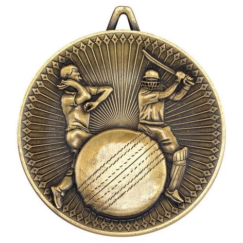Cricket Deluxe Medal - 60mm - Antique Gold by Legacy Outfitters