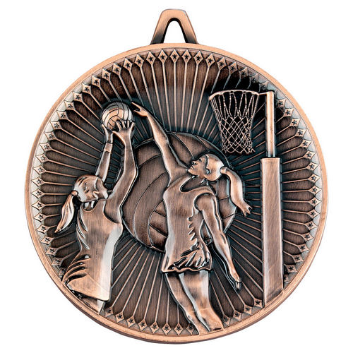 Netball Deluxe Medal - 60mm - Bronze by Legacy Outfitters