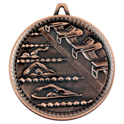 Swimming Deluxe Medal - 60mm - Bronze by Legacy Outfitters