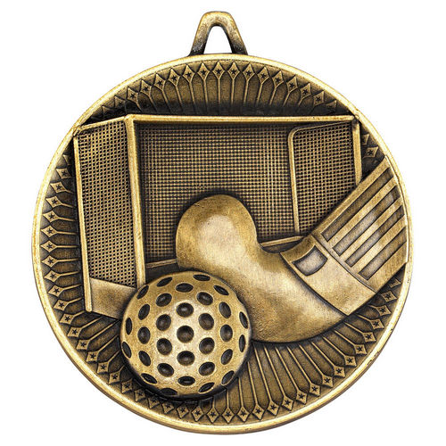Hockey Deluxe Medal - 60mm - Antique Gold by Legacy Outfitters