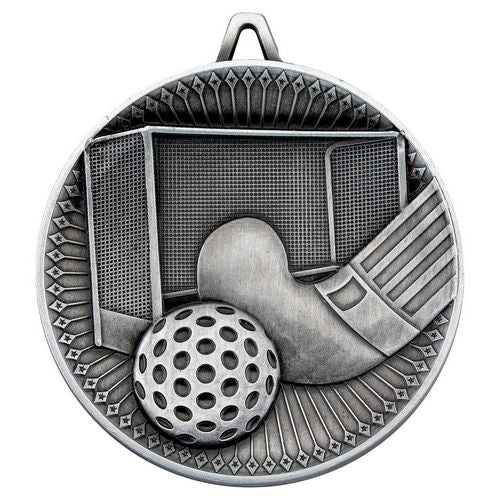 Hockey Deluxe Medal - 60mm - Antique Silver by Legacy Outfitters