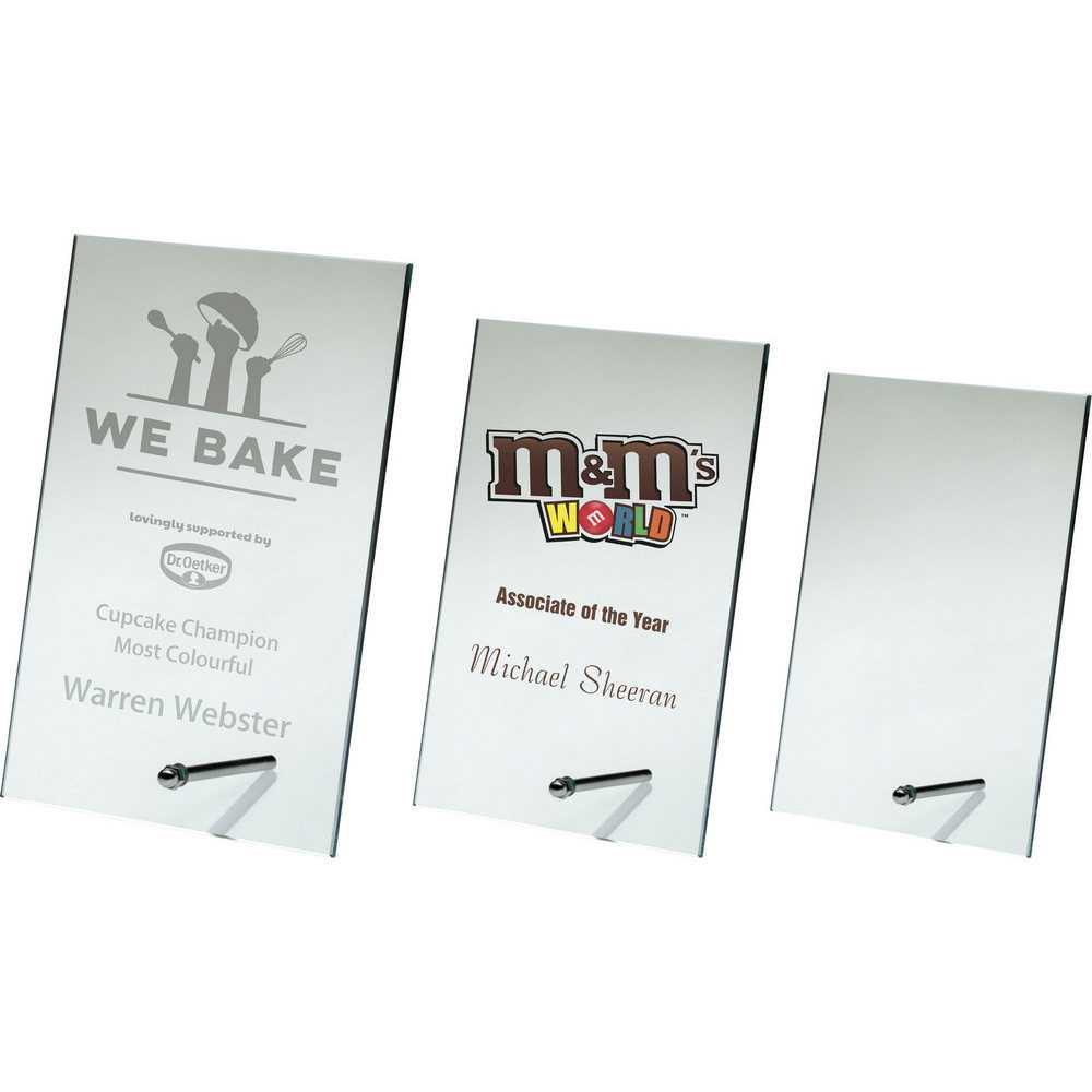 Jade Glass Rectangle Plaque With Metal Stand (4mm Thick) by Legacy Outfitters