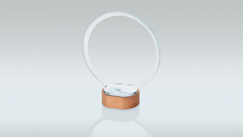 Clear Glass Circle On Light Wood Base (10mm Thick) - 184mm by Legacy Outfitters