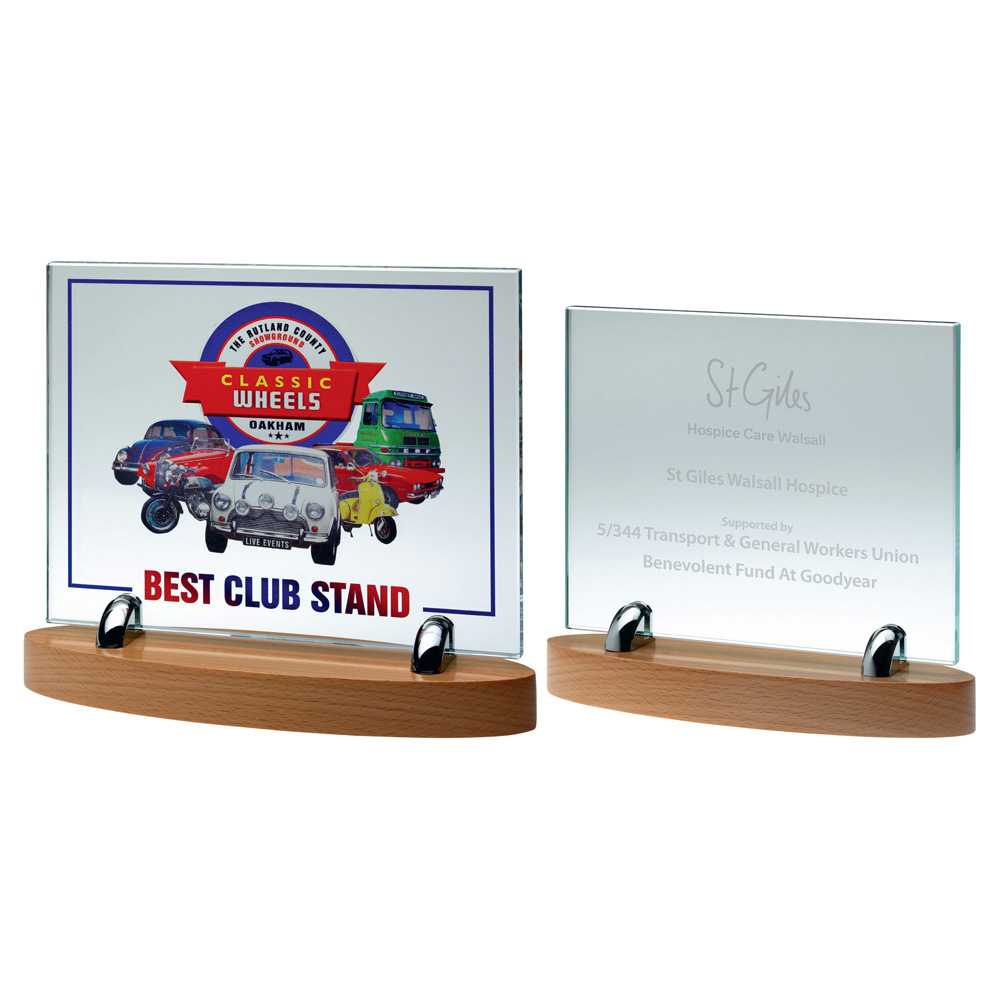 Clear Glass 10mm Rectangle On Light Wood Base by Legacy Outfitters