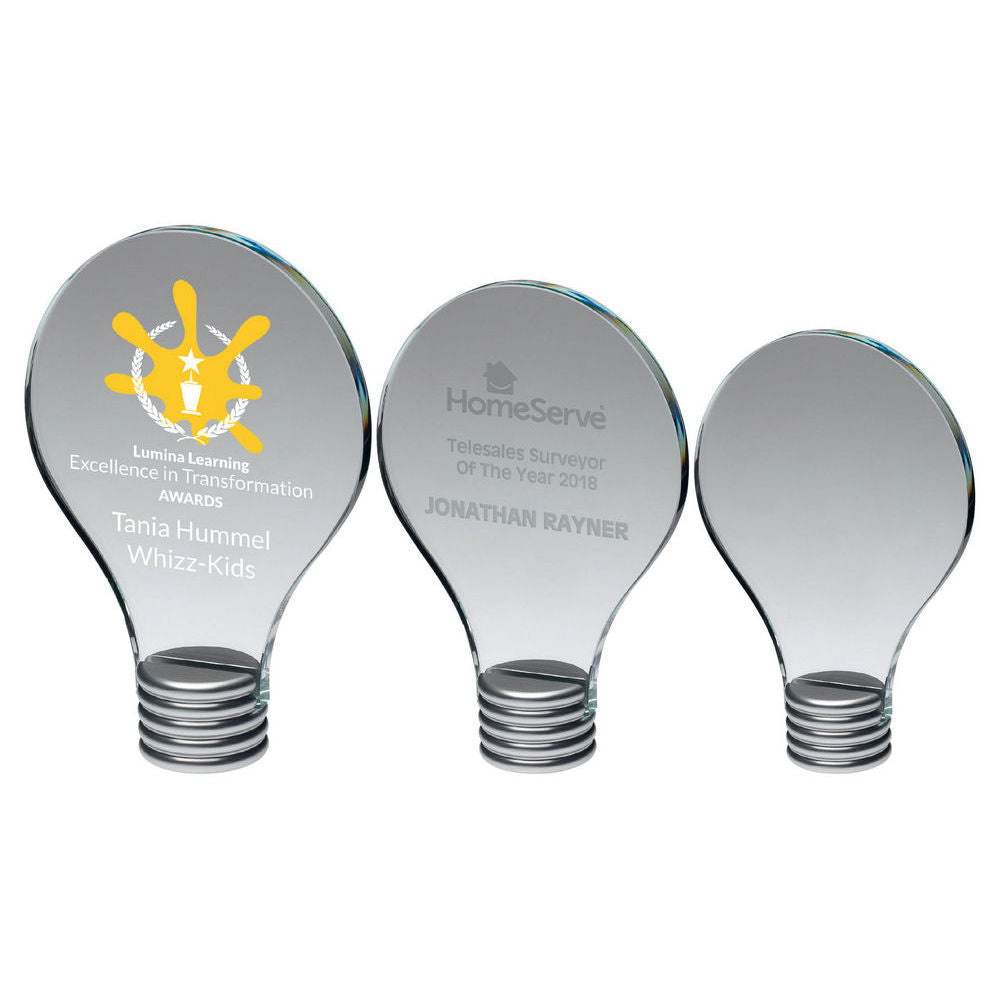 Clear Glass Lightbulb Plaque On Metal Screw Base by Legacy Outfitters
