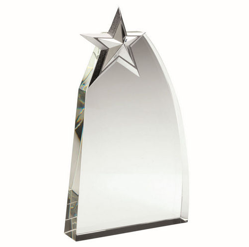 Clear Glass Wedge With Detailed Metal Star - 191mm by Legacy Outfitters