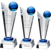 Clear/Blue Glass Victory Plaque With Blue Globe by Legacy Outfitters