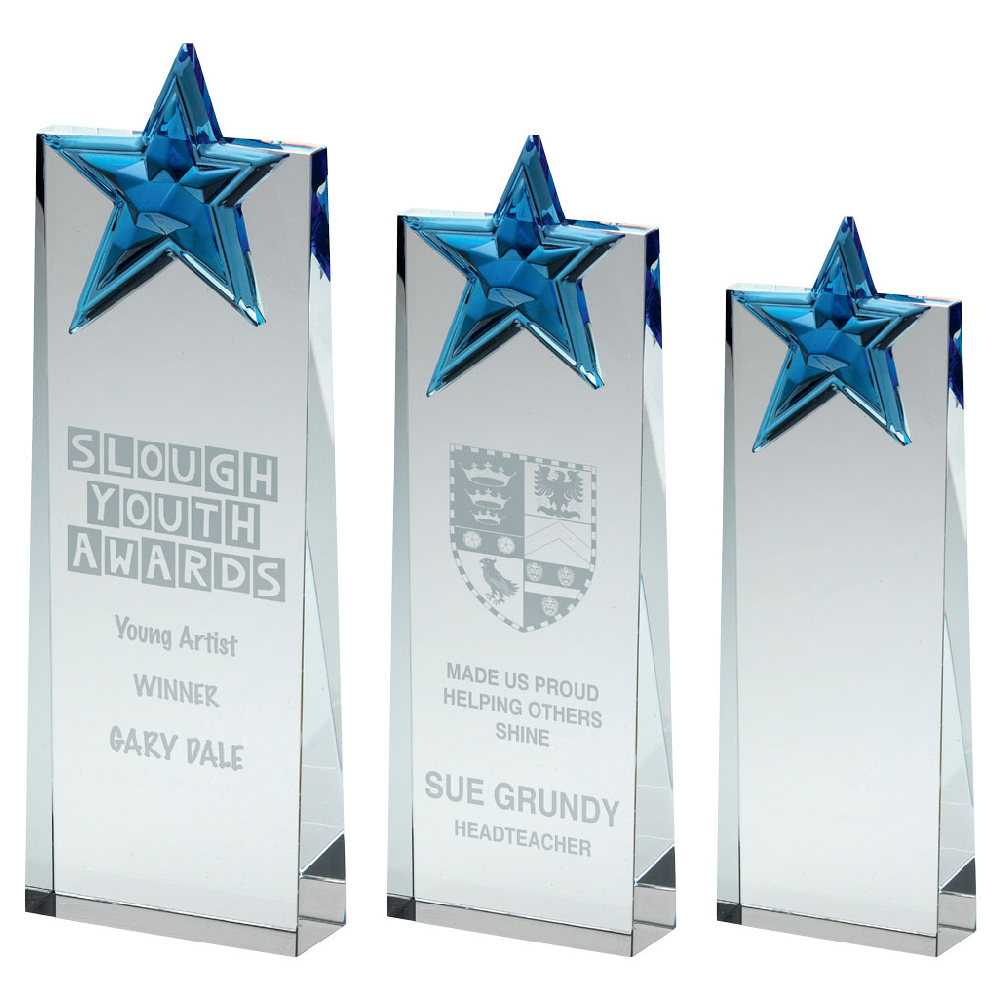 Clear Glass Wedge With Blue Glass Star by Legacy Outfitters