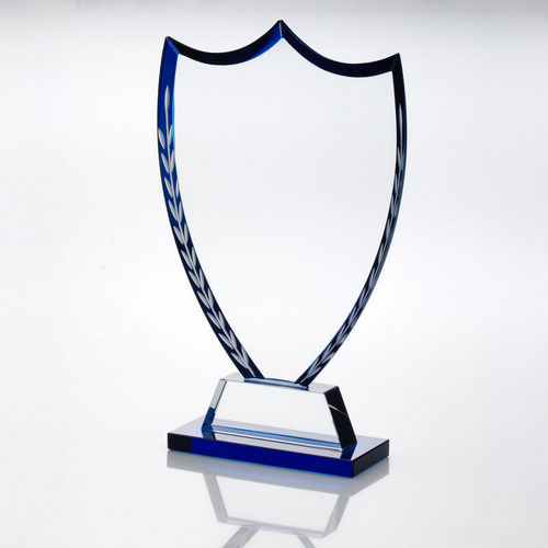 Clear Glass Shield With Blue Edge And Frosted Wreath (10mm Thick) - 203mm by Legacy Outfitters