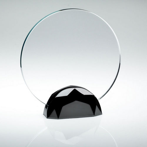 Clear Glass Round Plaque (10mm Thick) In Gun Metal Base - 165mm by Legacy Outfitters