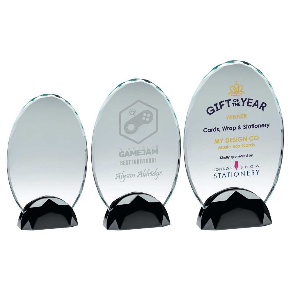 Clear Glass Oval Plaque (10mm Thick) In Gun Metal Base by Legacy Outfitters