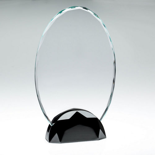 Clear Glass Oval Plaque (10mm Thick) In Gun Metal Base - 203mm by Legacy Outfitters
