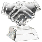 CLEAR GLASS HANDSHAKE ON BASE - 4.25in