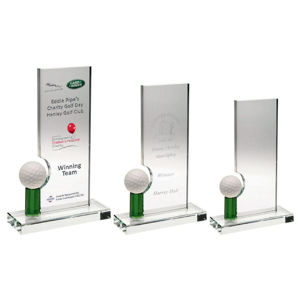 Clear/Green Glass Rectangle With Golf Ball (10mm Thick) by Legacy Outfitters