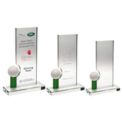 Clear/Green Glass Rectangle With Golf Ball (10mm Thick) by Legacy Outfitters