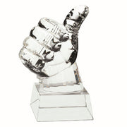 CLEAR GLASS THUMBS UP ON BASE - 5.5in