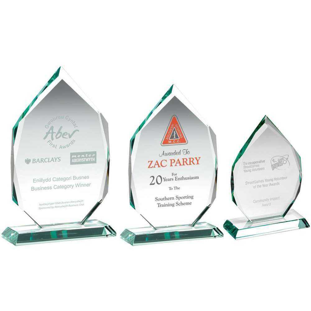 Jade Glass Diamond Plaque On Base (15mm Thick) by Legacy Outfitters