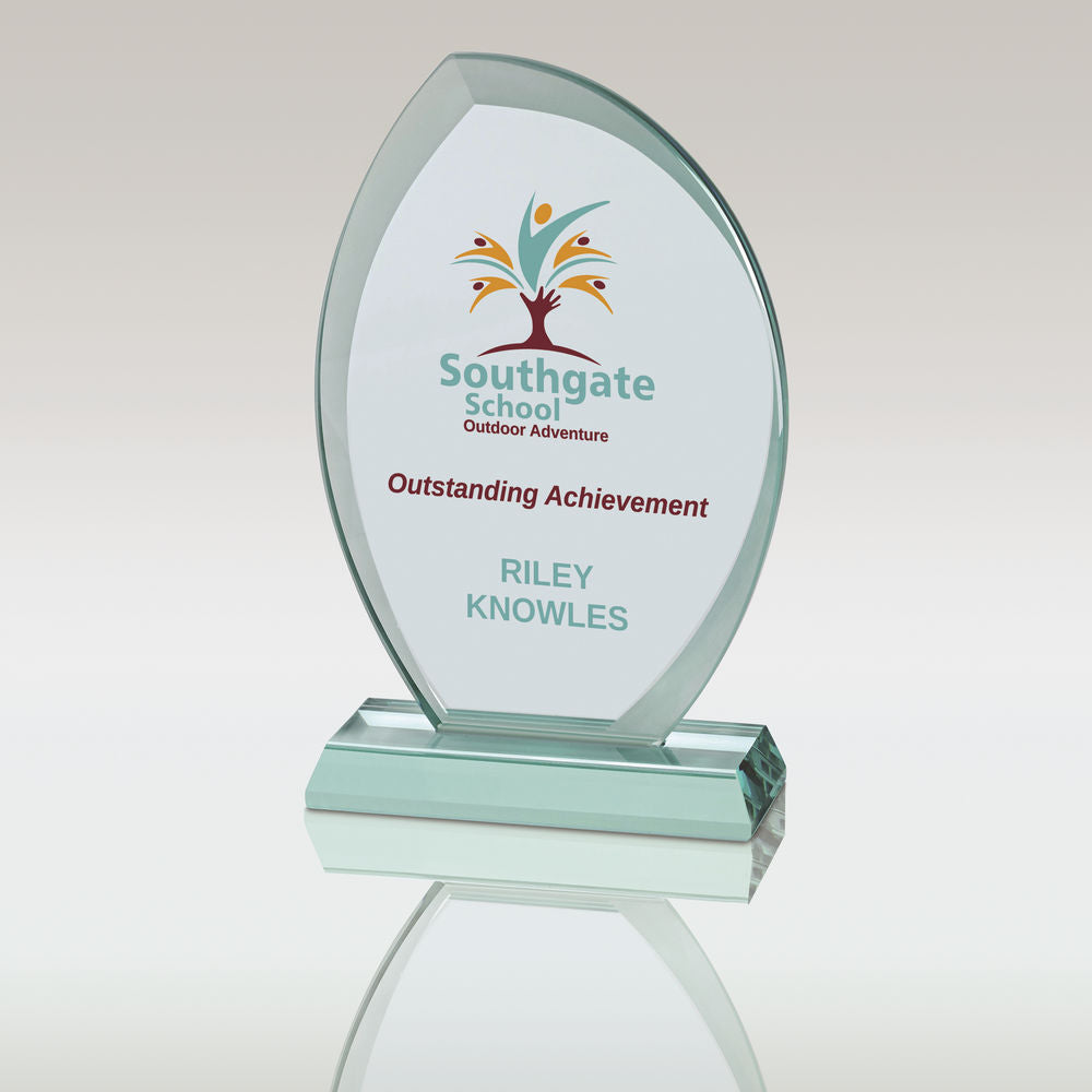 JADE GLASS PLAQUE WITH FROSTED EDGES (15mm THICK)