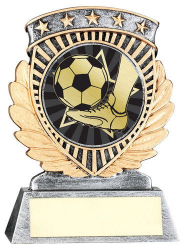 Pew/Gold 5 Star Holder With Vinyl Football Insert & Plate - 95mm by Legacy Outfitters