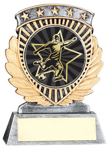 Pew/Gold 5 Star Holder With Vinyl Male Football Insert & Plate - 95mm by Legacy Outfitters