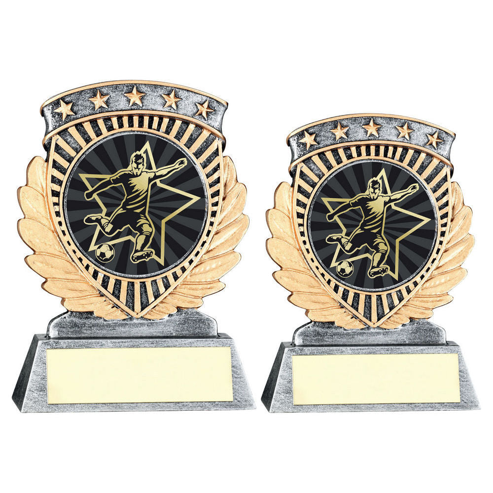 Pew/Gold 5 Star Holder With Vinyl Male Football Insert & Plate by Legacy Outfitters