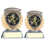 Pew/Gold 5 Star Holder With Vinyl Female Football Insert & Plate by Legacy Outfitters