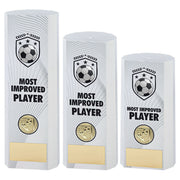 White Plastic Filled Column Football Most Improved Player (1in Cen) by Legacy Outfitters