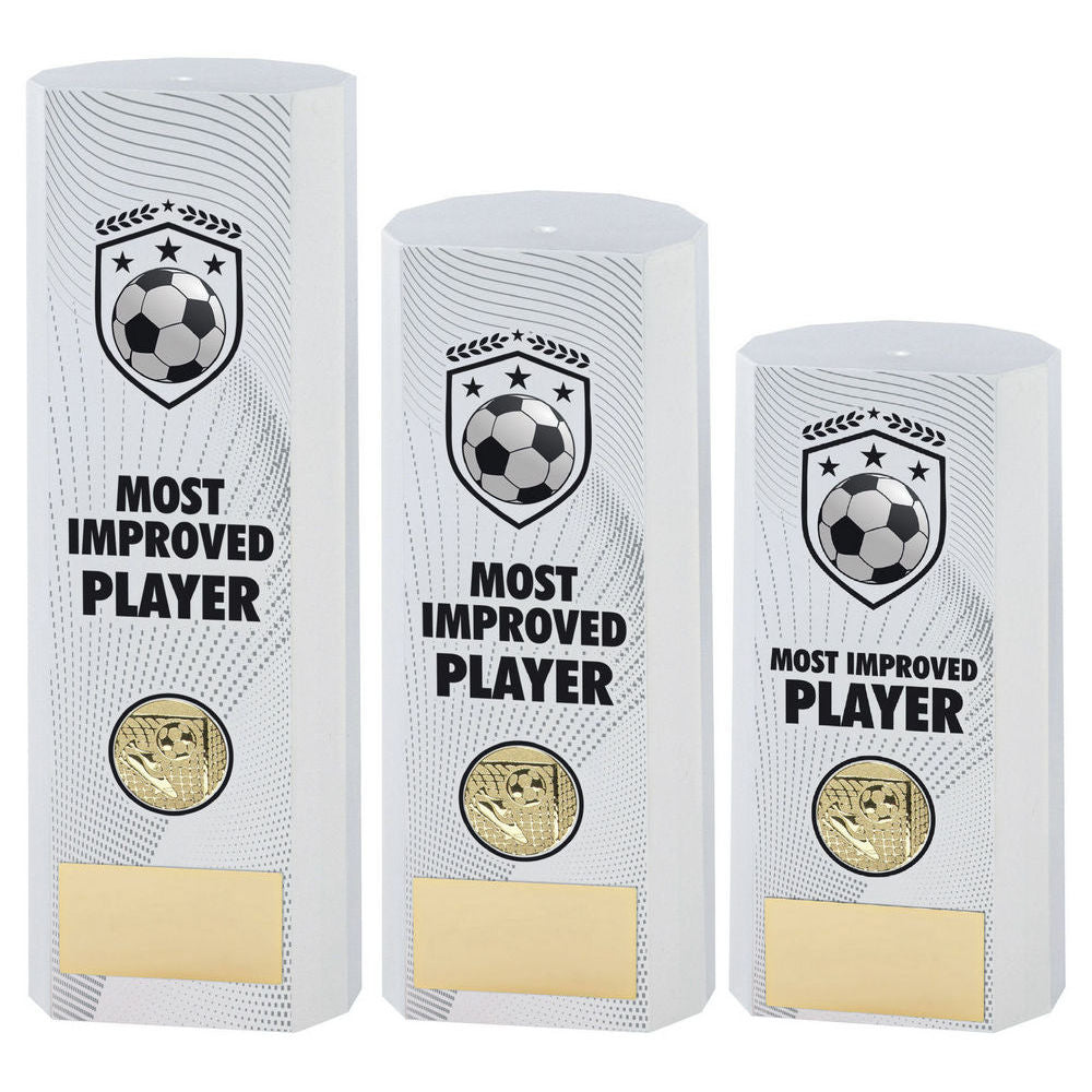 White Plastic Filled Column Football Most Improved Player (1in Cen) by Legacy Outfitters